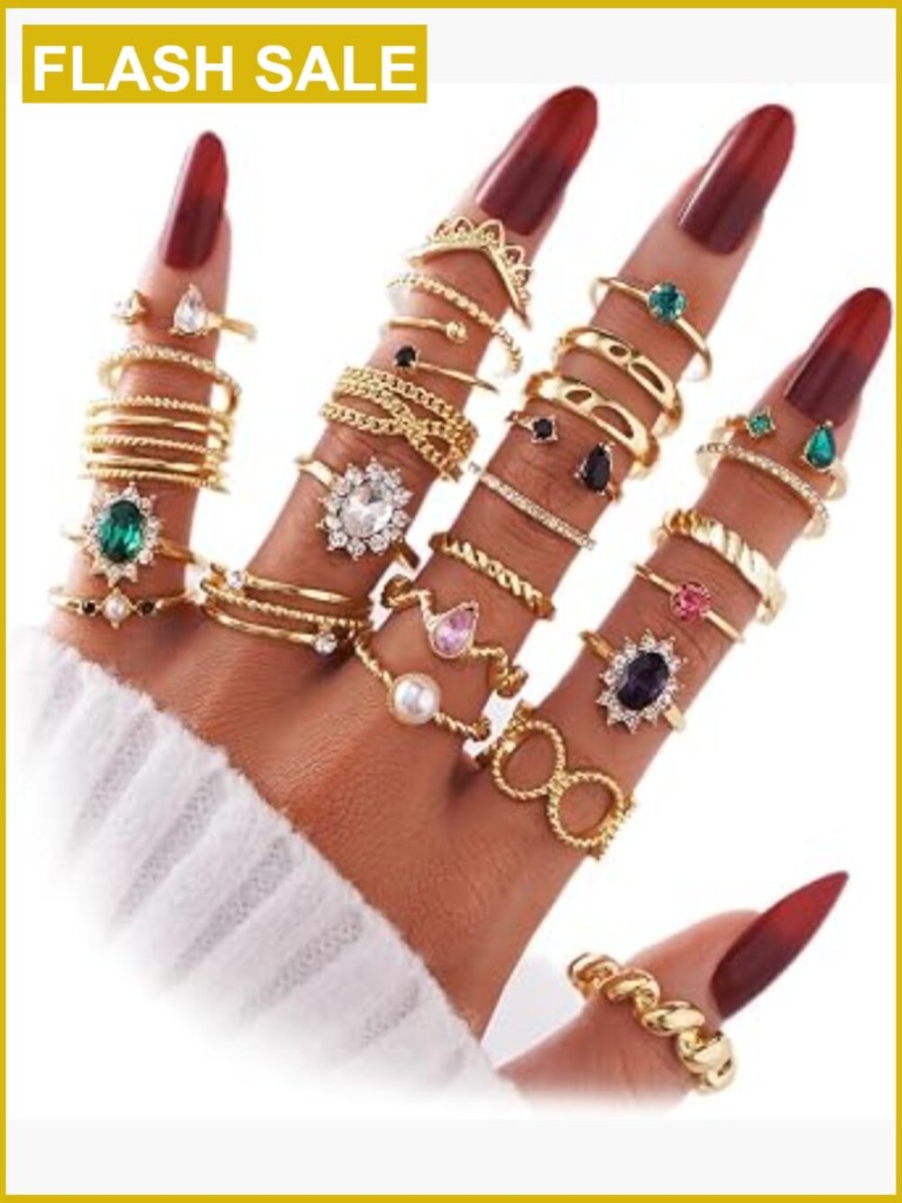 Boho Knuckle Rings Set for Women - Stackable Dainty Joint Rings, Gold Vintage